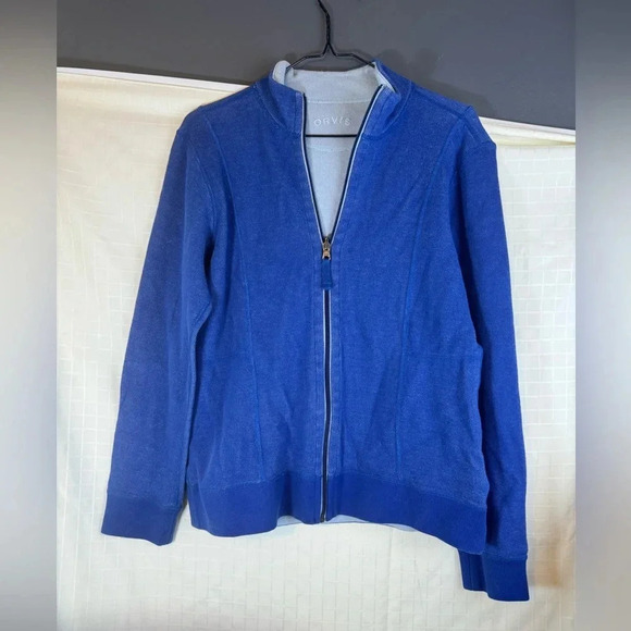 Women's reversible, Blue ORVIS COTTON Blend Zip Front Casual Jacket Sz Medium - Picture 2 of 4